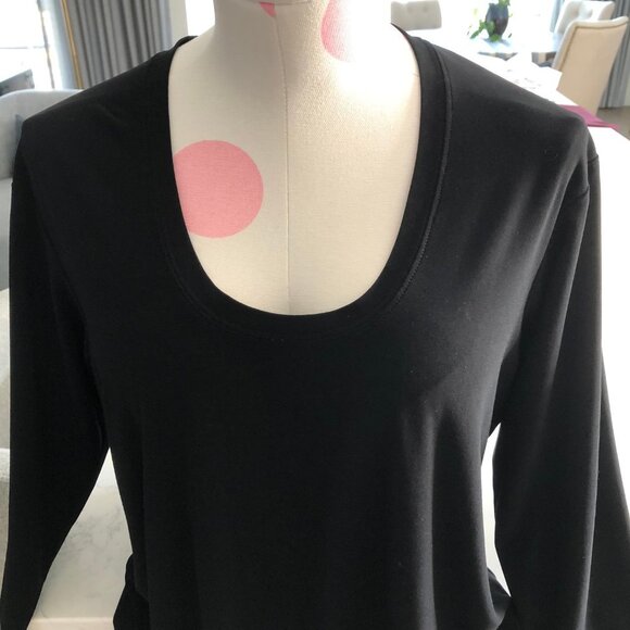 Sympli The Best Casual U Neck 3/4 Sleeve Polyester Spandex Blend Top Black Sz L - Picture 3 of 13